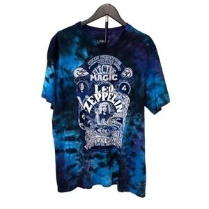 Liquid Blue Led Zeppelin Electric Magic Tie Dye Rock Band Mens L Tshirt Classic